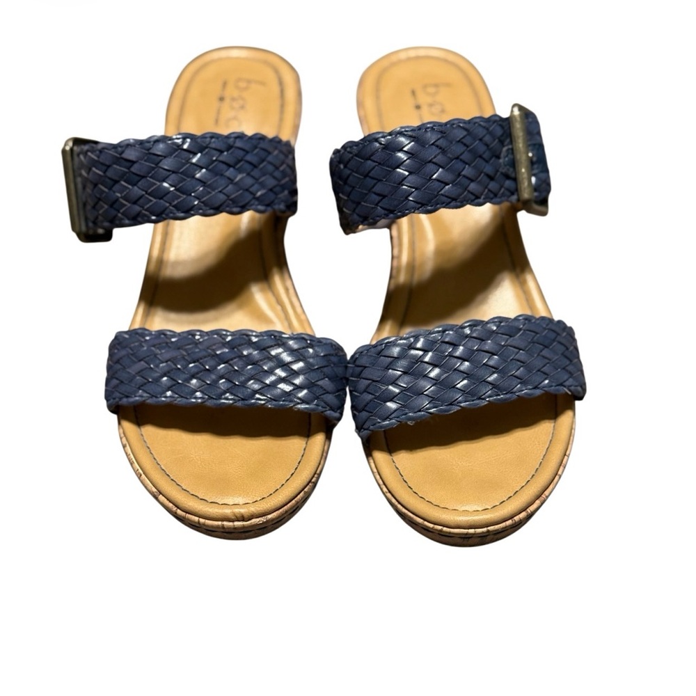 b.o.c Born Concept Blue Woven Slide Sandals Size 9M Cork Wedge Comfort